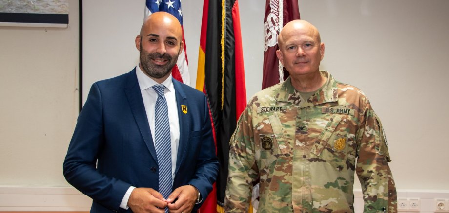 U.S. Army Col. Warren Stewart assumes command of Landstuhl Regional Medical Center from Col. Theodore Brown during a change of command ceremony at Landstuhl, Germany, June 26, 2025. The ceremony marked the formal transfer of authority and responsibility for the U.S. military’s largest overseas medical center, which provides critical care to service members, their families, and beneficiaries across Europe, Africa, and the Middle East. (DoD Photo by Travis Jones)