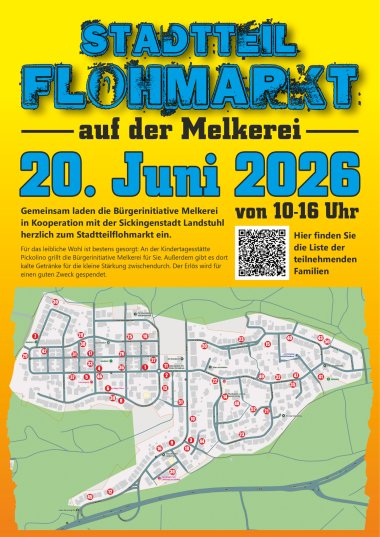 Plakat Stadtteil-Flohmarkt Melkerei Stände