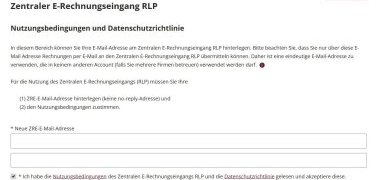 Startseite des Zentralen E-Rechnungseingangs nach dem Login